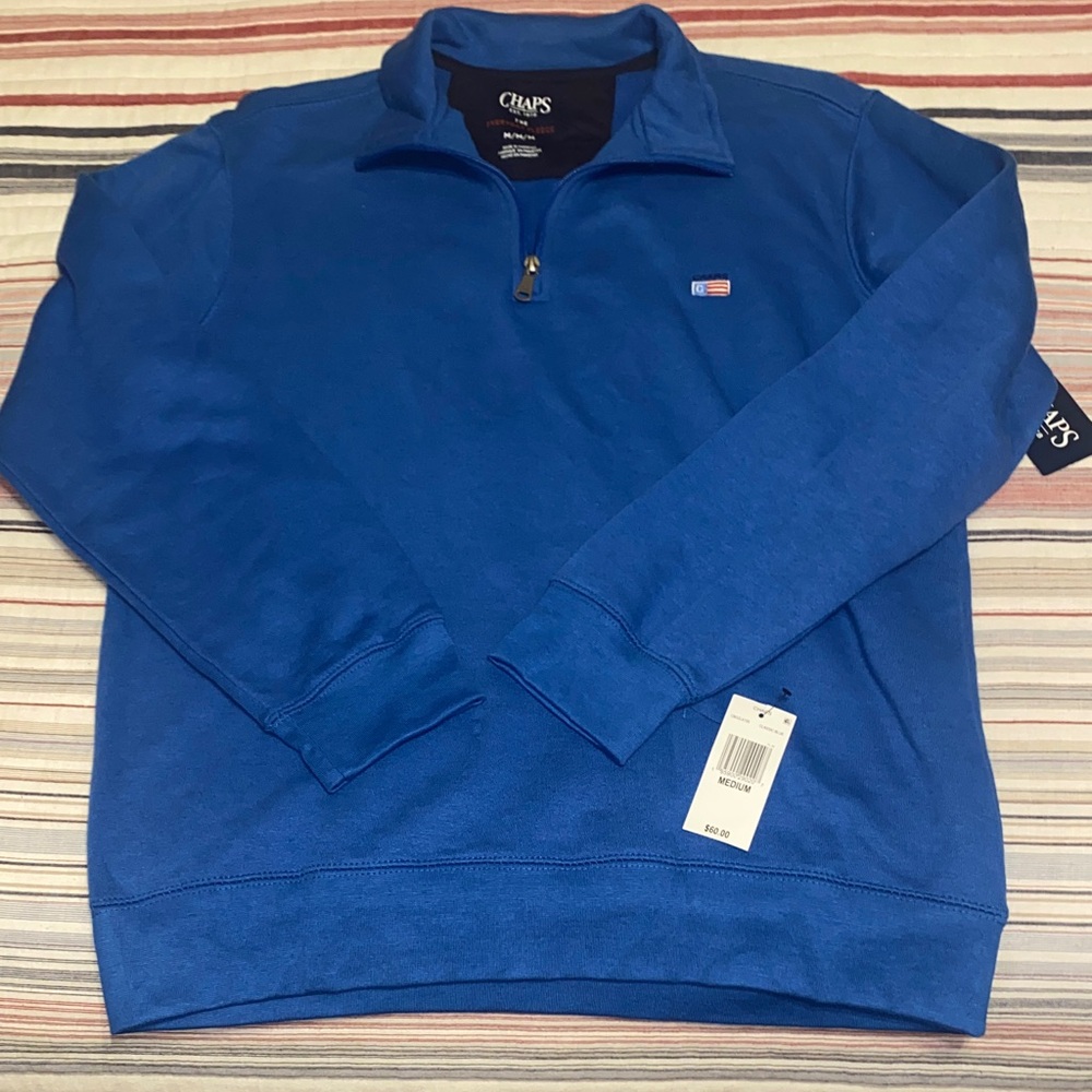Chaps Royal Blue Pullover with Quarter-Zip